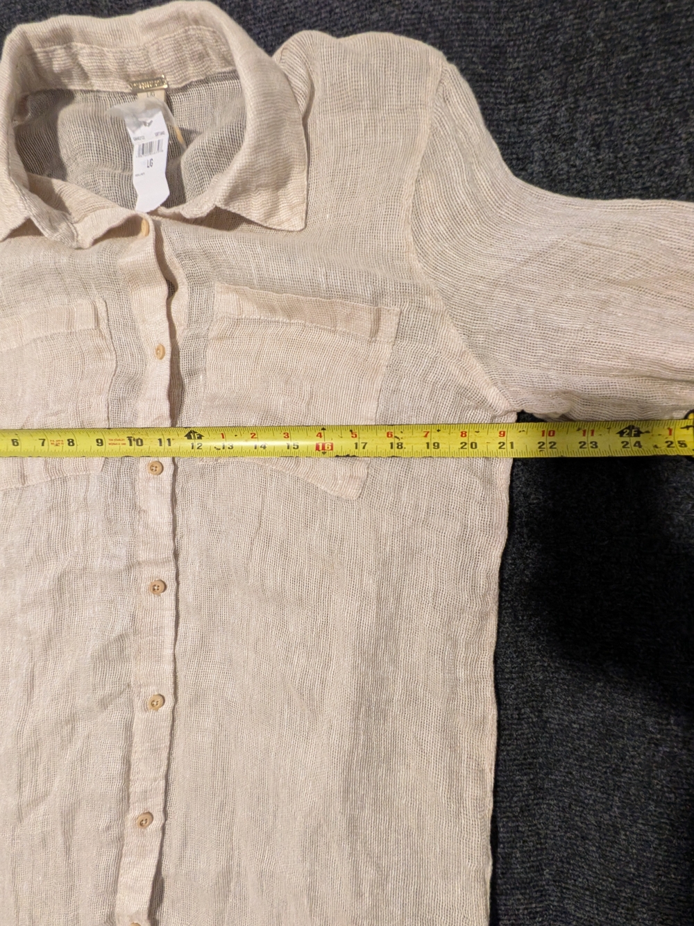 Magaschoni Soft Sand 100% Linen Shirt Dress L Roll Tab Sleeve NWT - Picture 4 of 7